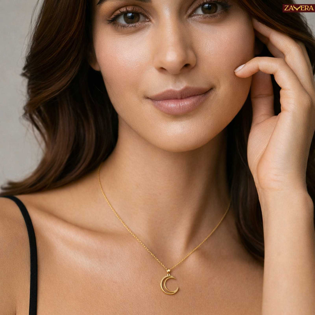 Charming Moon Gold Plated Pendant for Women