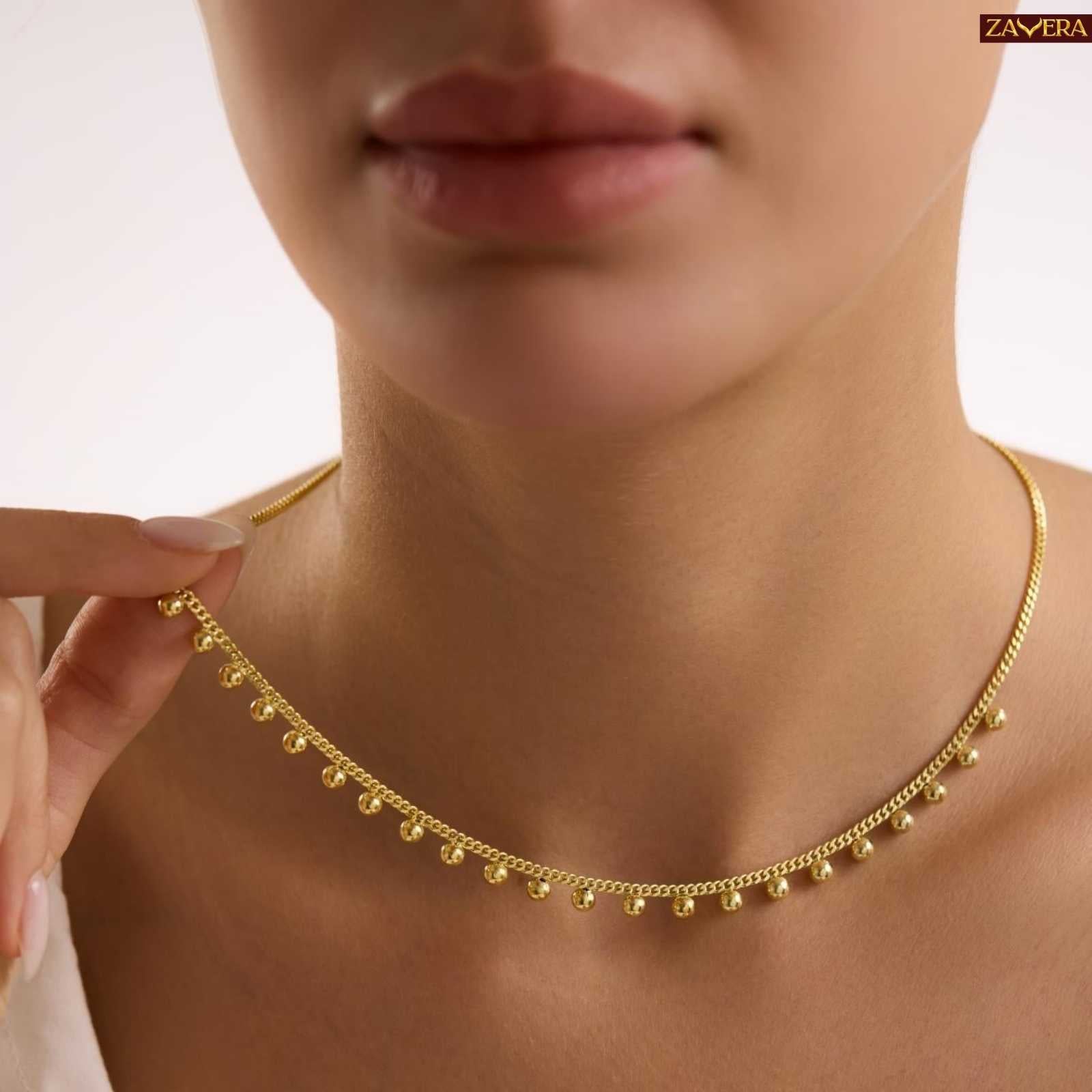 Minimalist Sequined Tiny Beads Gold Plated Necklace For Women