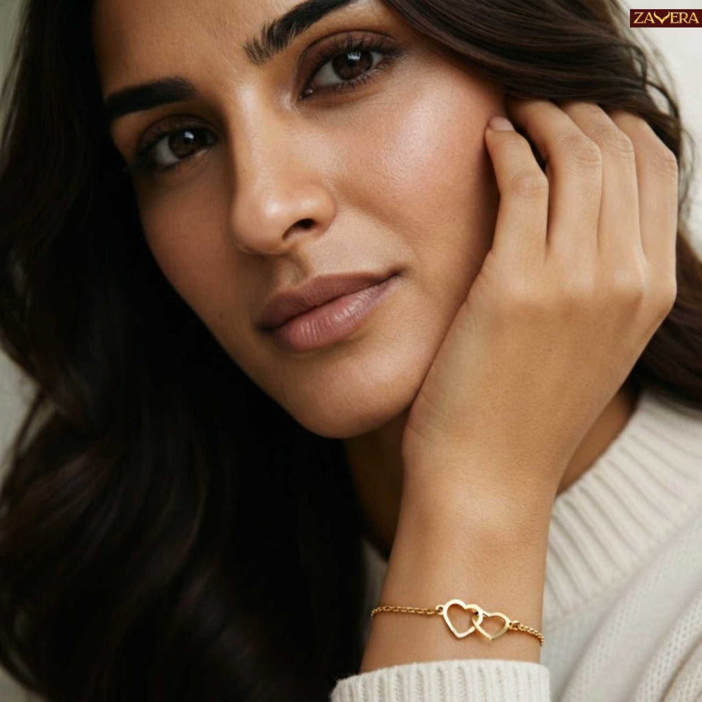 Couple Love Heart Gold Plated Bracelet For Women