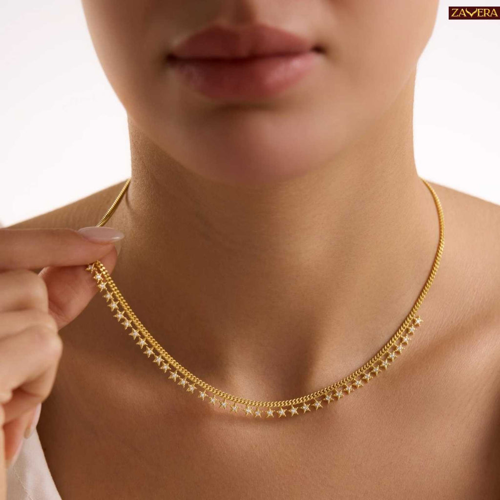Minimalist Sequined Star Gold Plated Necklace For Women