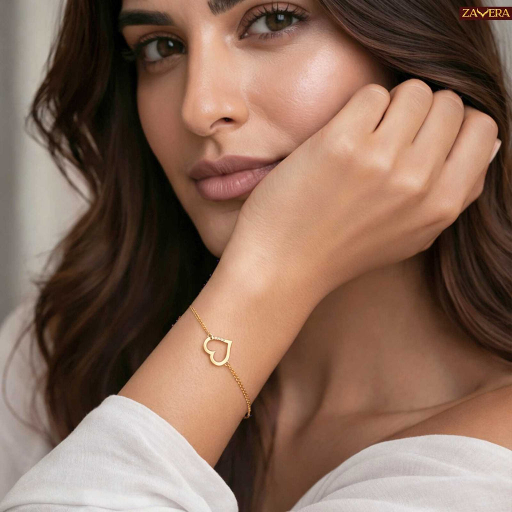 Love Heart Gold Plated Bracelet For Women