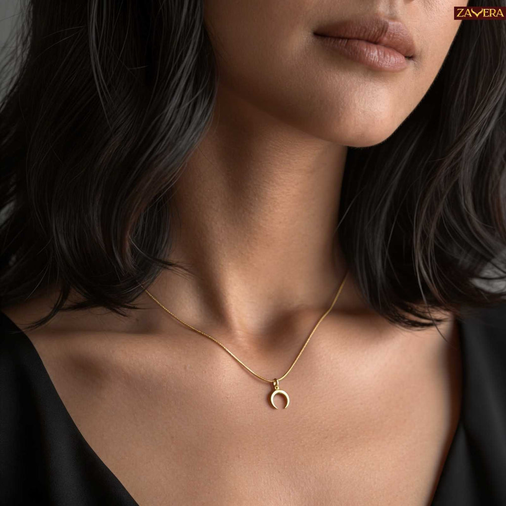 Half Moon Gold Plated Pendant for Women