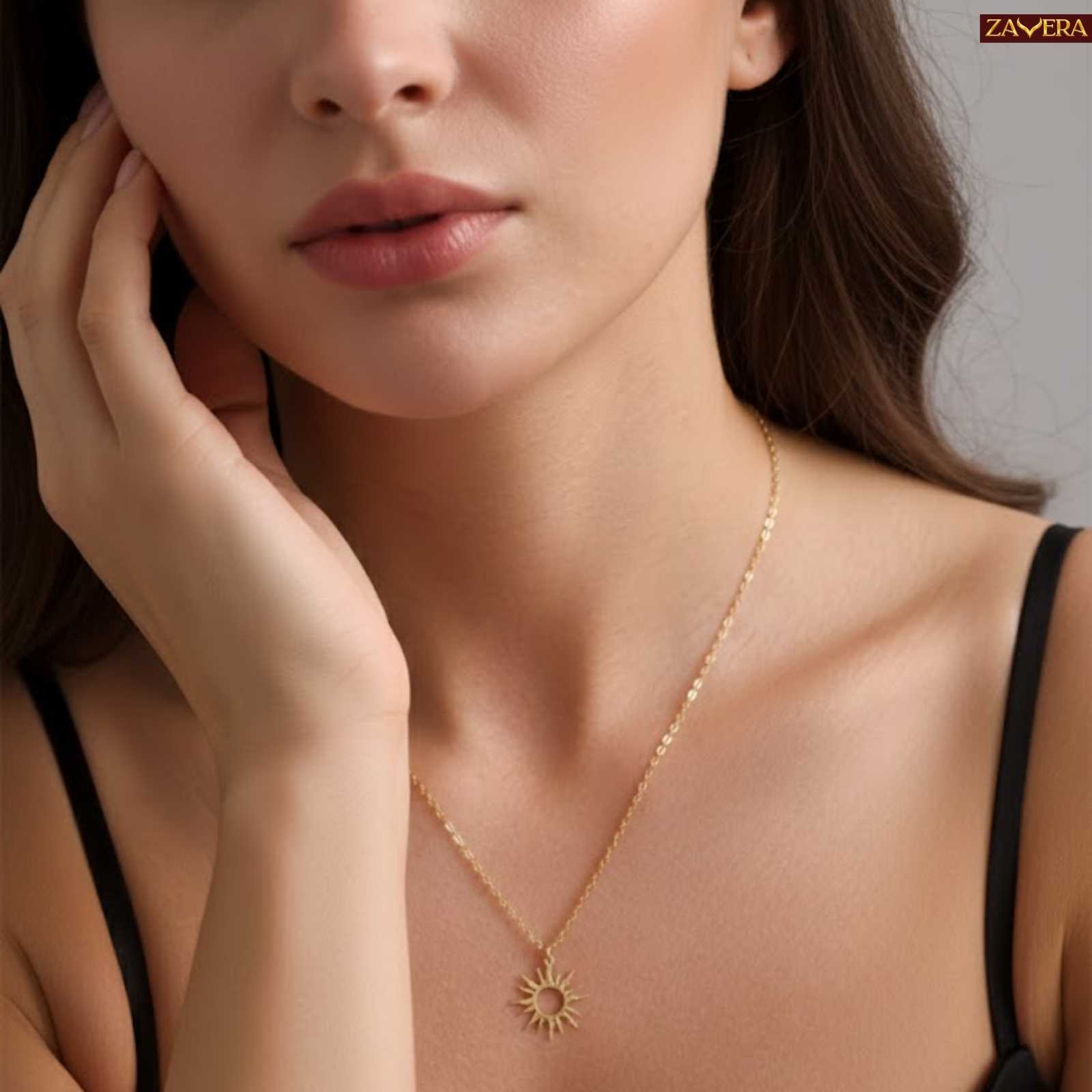 Sunburst Gold Plated Pendant for Women