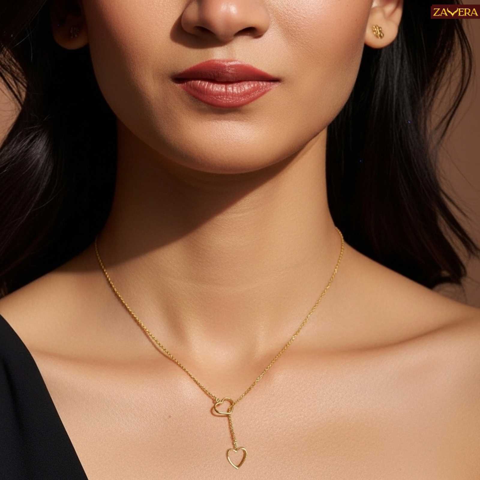 Minimal Linked Heart Gold Plated Pendant for Women