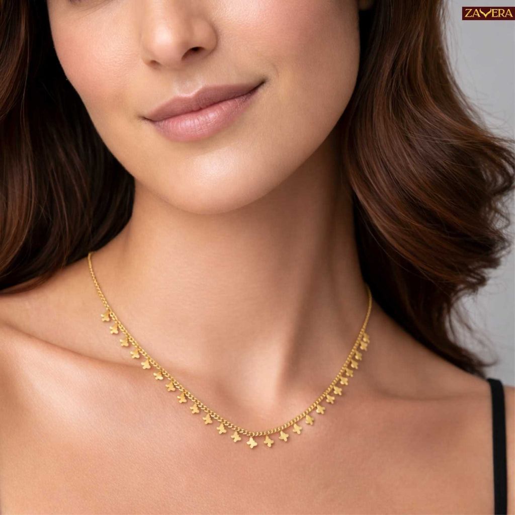 Minimalist Butterfly Gold Plated Necklace For Women