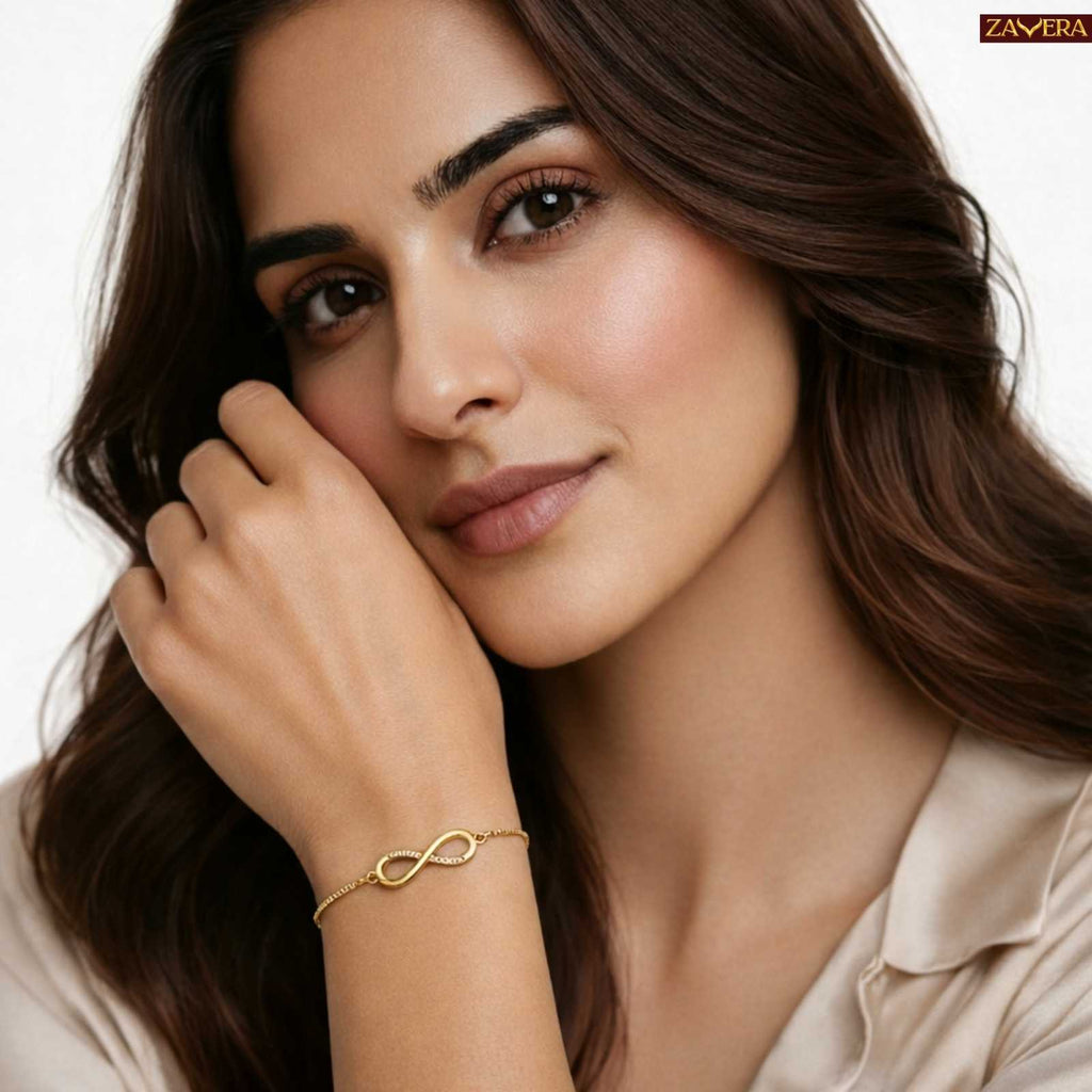 Infinity Charm Gold Plated Adjustable Bracelet For Women