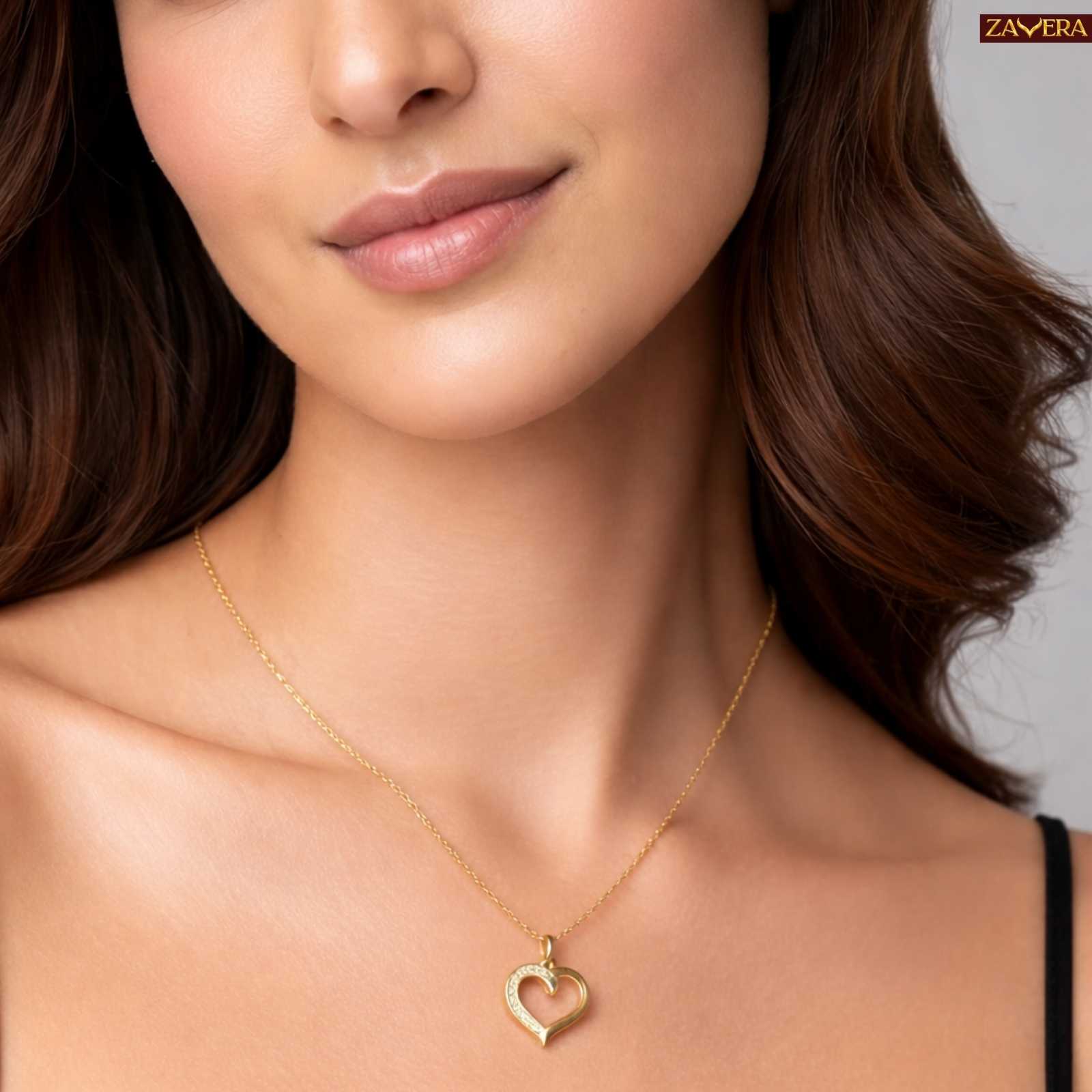 Valentine Heart Gold Plated Pendant For Women