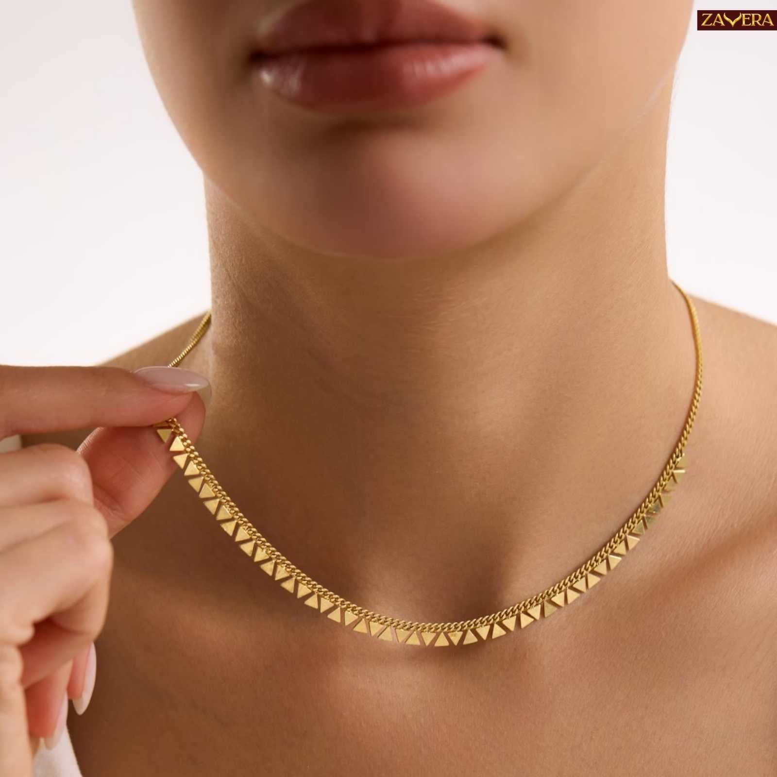 Minimalist Triangle Motif Gold Plated Necklace For Women