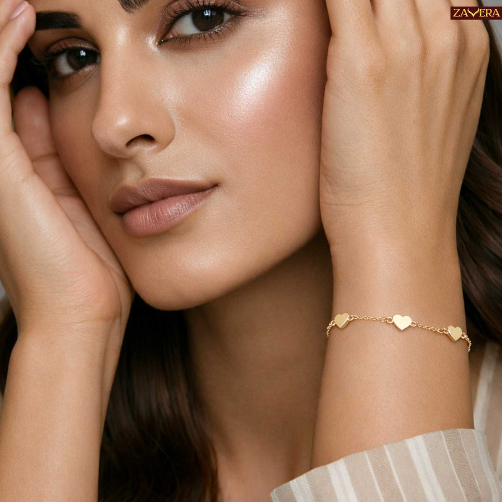 Minimalist Heart Gold Plated Bracelet For Women