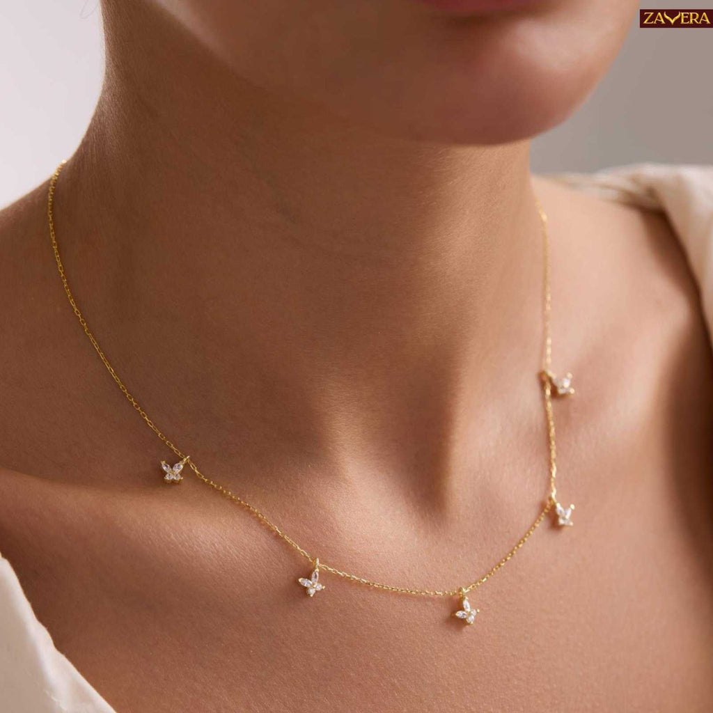 Twinkle Butterfly Gold Plated Necklace For Women