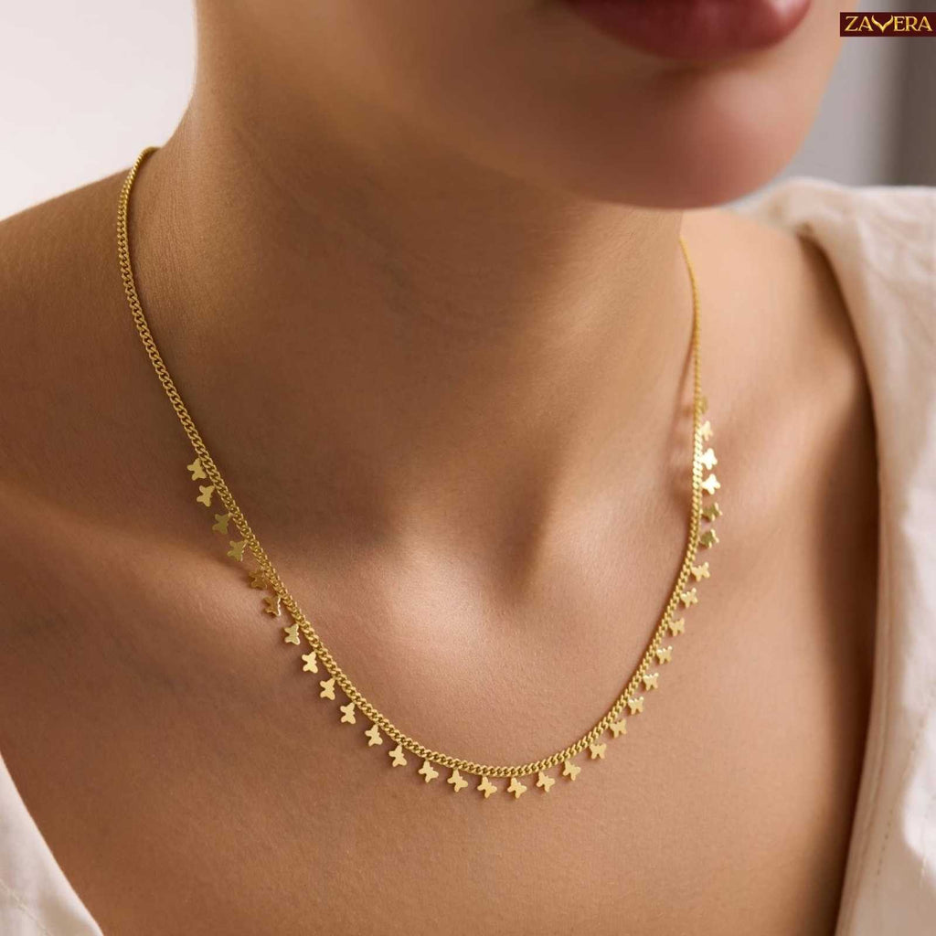 Minimalist Butterfly Gold Plated Necklace For Women