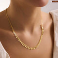 Minimalist Round Sequined Gold Plated Necklace For Women