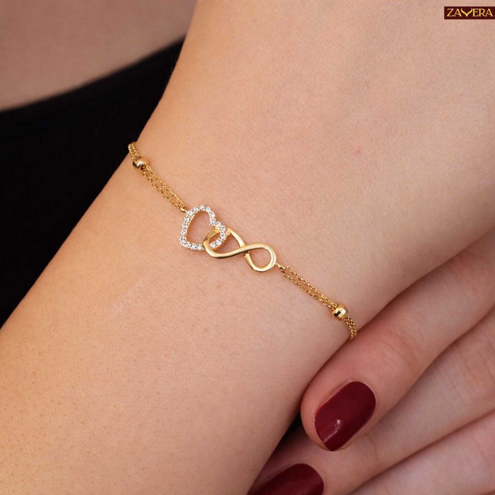 Infinity Heart Gold Plated Bracelet For Women