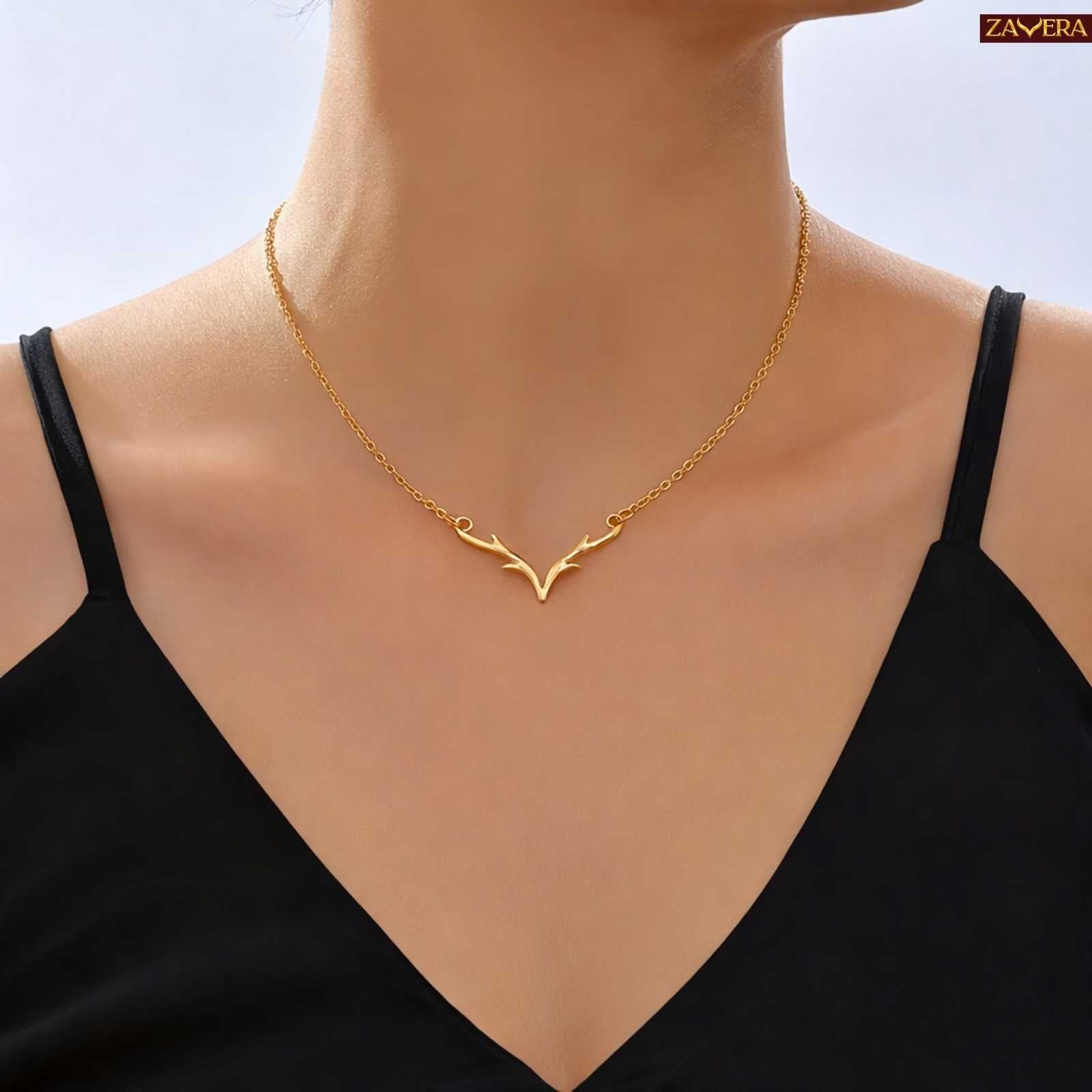 Deer Antler Gold Plated Pendant For Women
