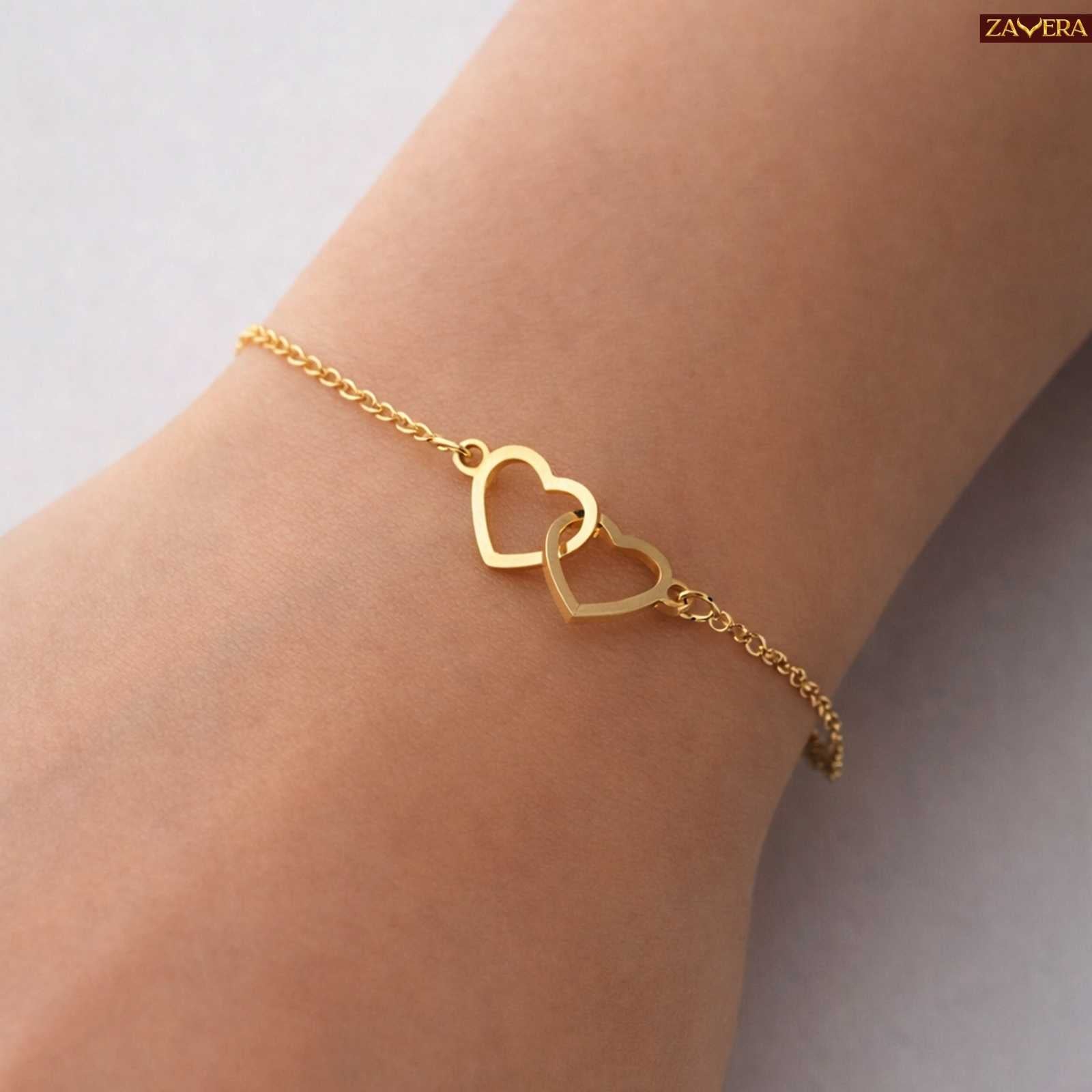 Couple Love Heart Gold Plated Bracelet For Women