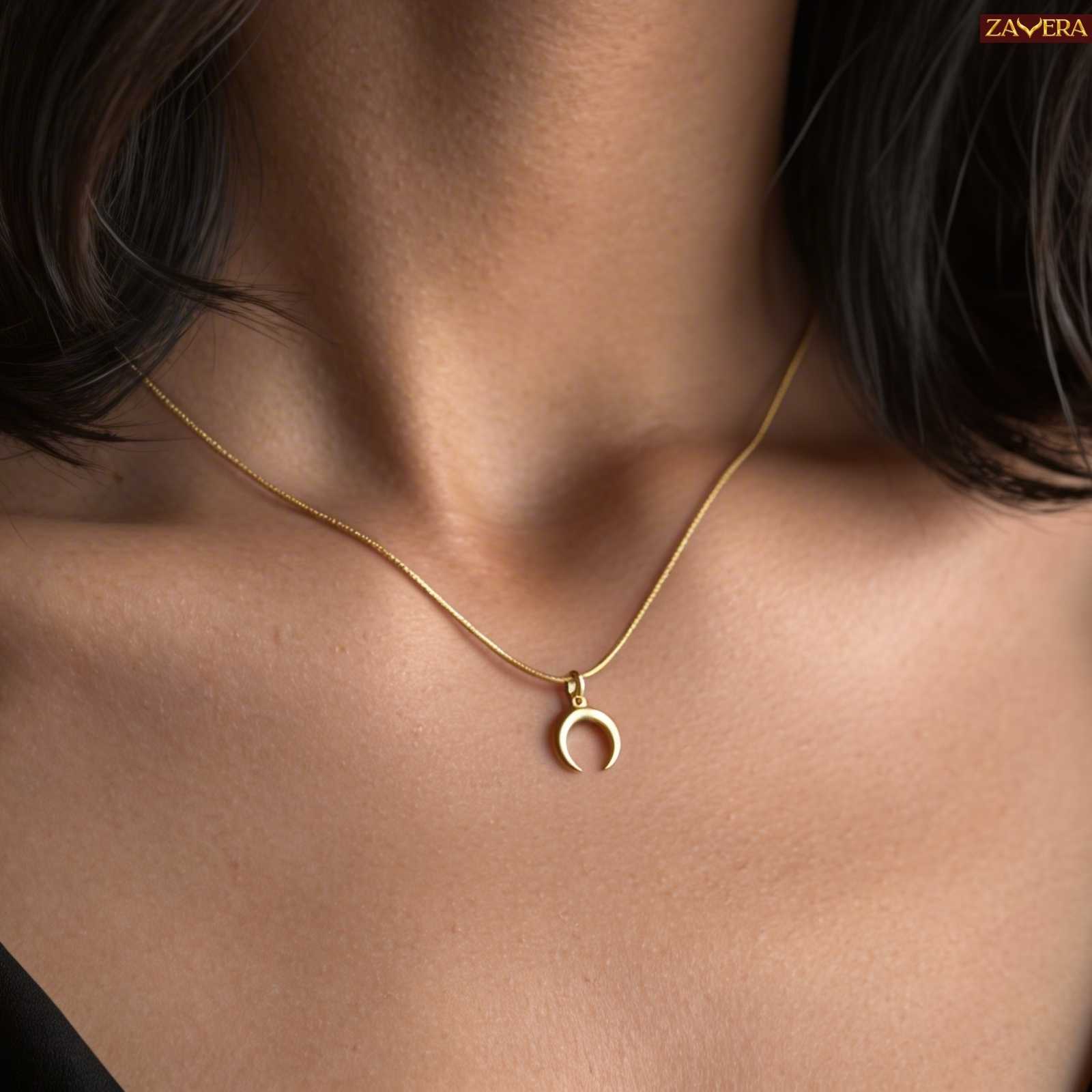 Half Moon Gold Plated Pendant for Women