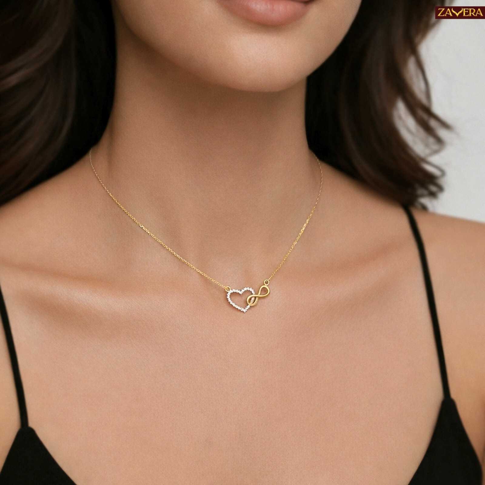 Infinity Heart Gold Plated Pendant for Women