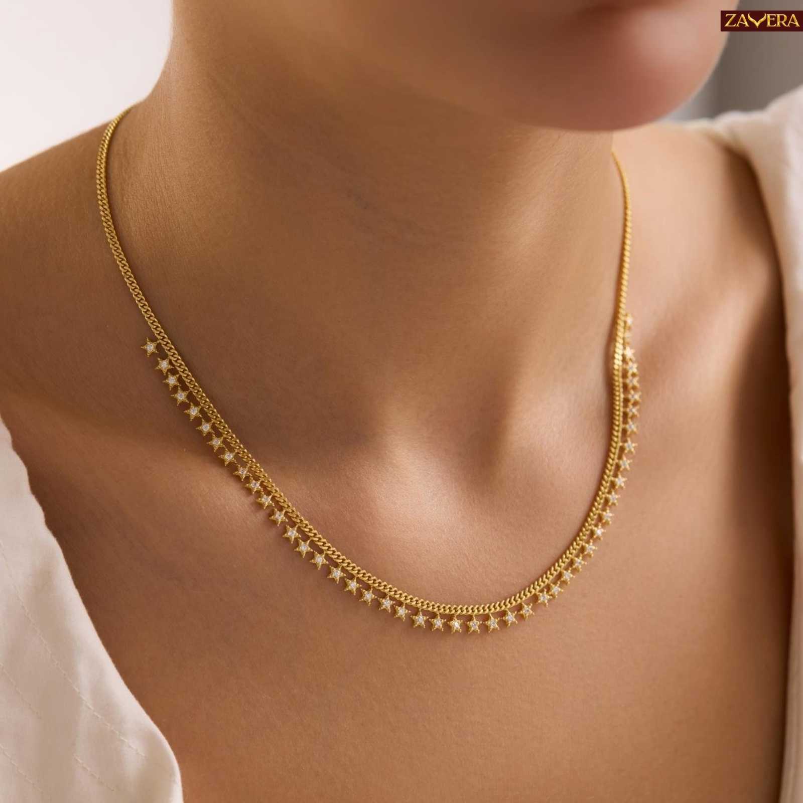 Minimalist Sequined Star Gold Plated Necklace For Women