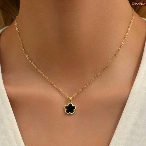 Black Clover Gold Plated Pendant For Women
