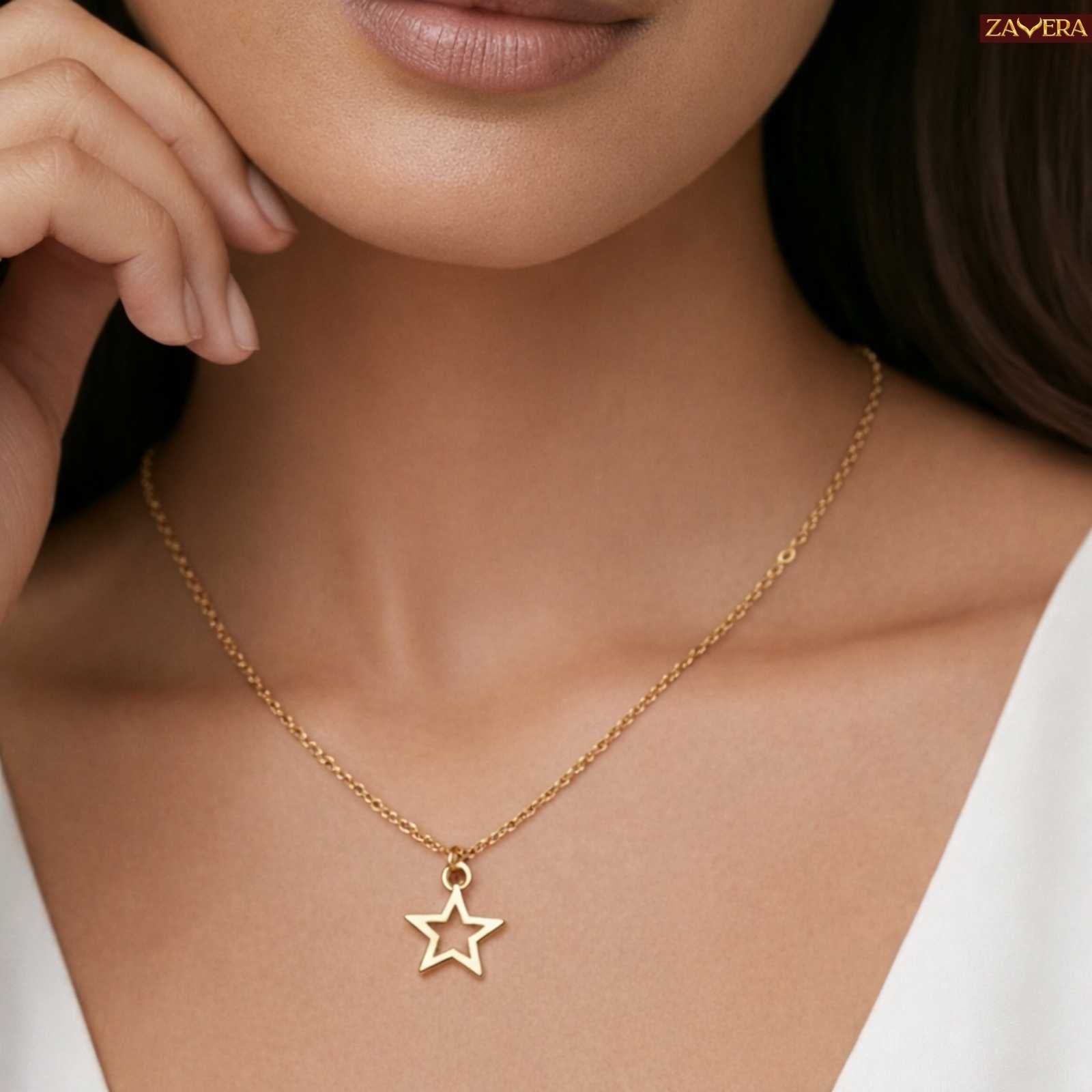Holo Star Gold Plated Pendant For Women