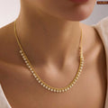 Round Zircon Stone Gold Plated Necklace