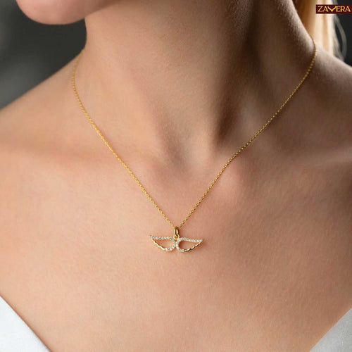 Angel Wings Gold Plated Pendant For Women