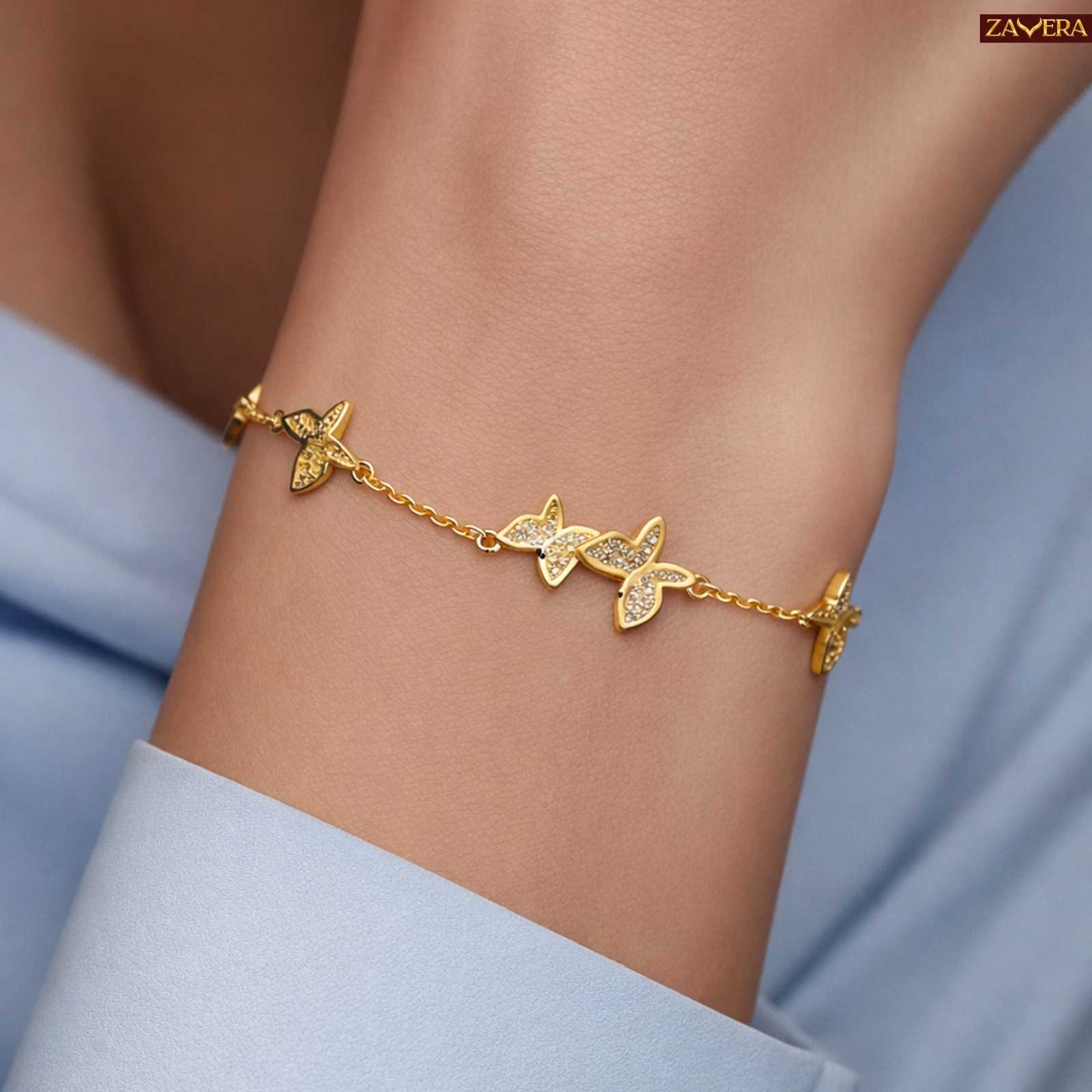 Butterfly Decorative Gold Plated Bracelet