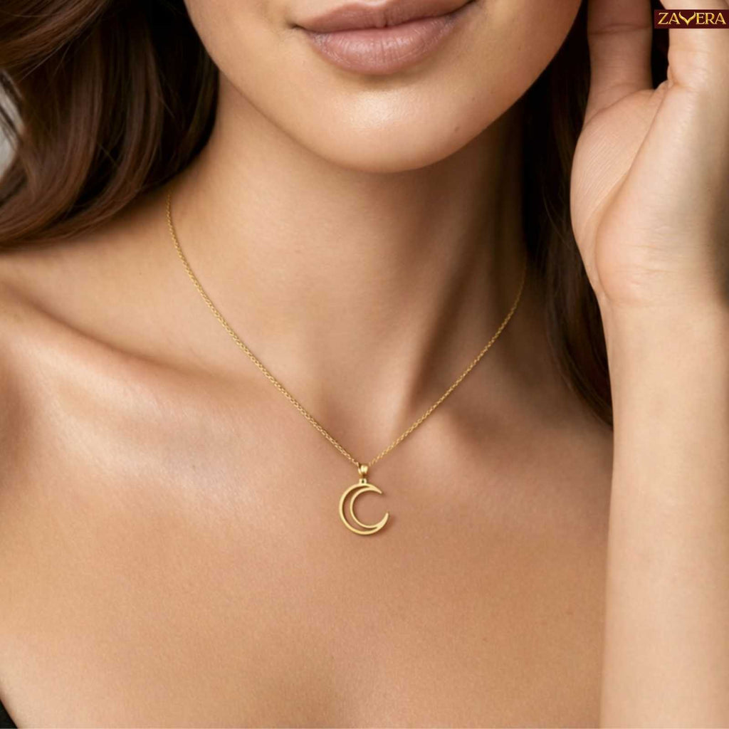 Charming Moon Gold Plated Pendant for Women