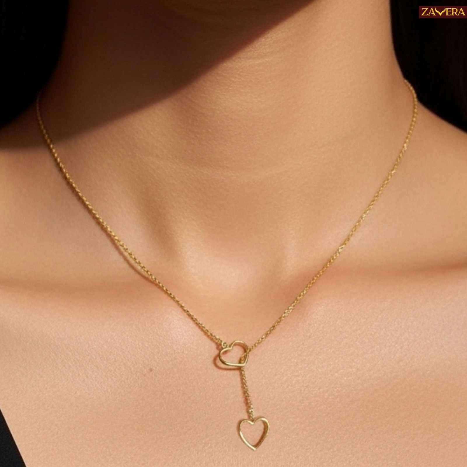 Minimal Linked Heart Gold Plated Pendant for Women