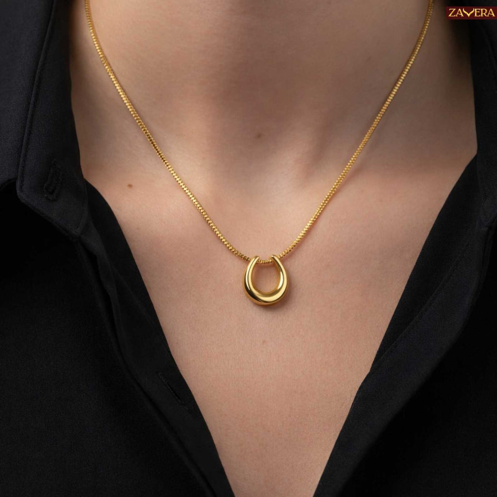 U Shape Gold Plated Pendant for Women
