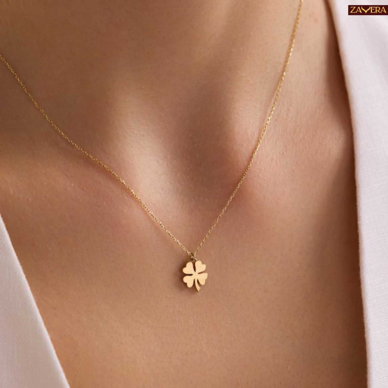 Lucky Four Leaf Clover Gold Plated Pendant for Women
