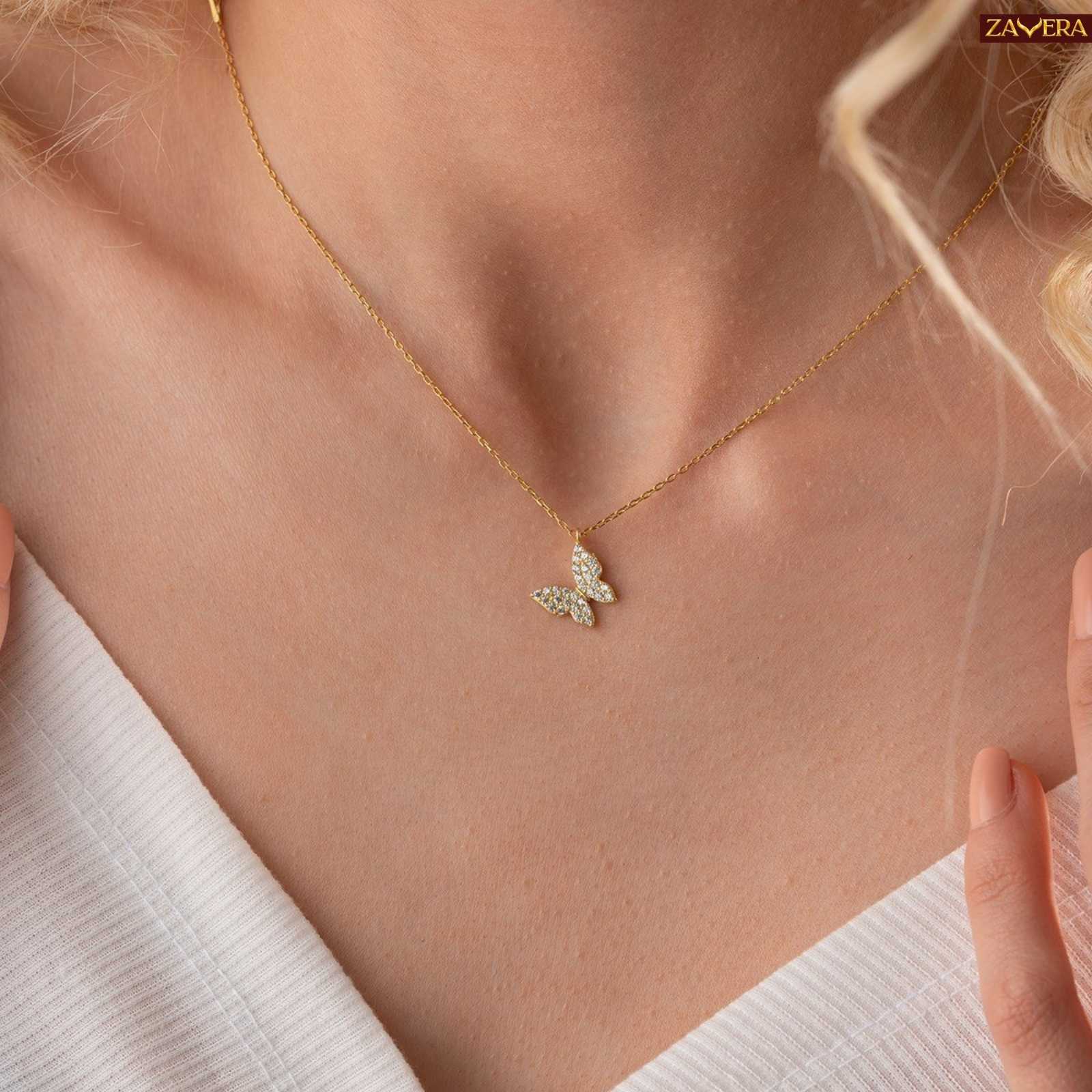 Minimal Gold Plated Butterfly Pendant for Women