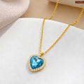 Zavera Gold Plated Blue Heart Crystal Pendant