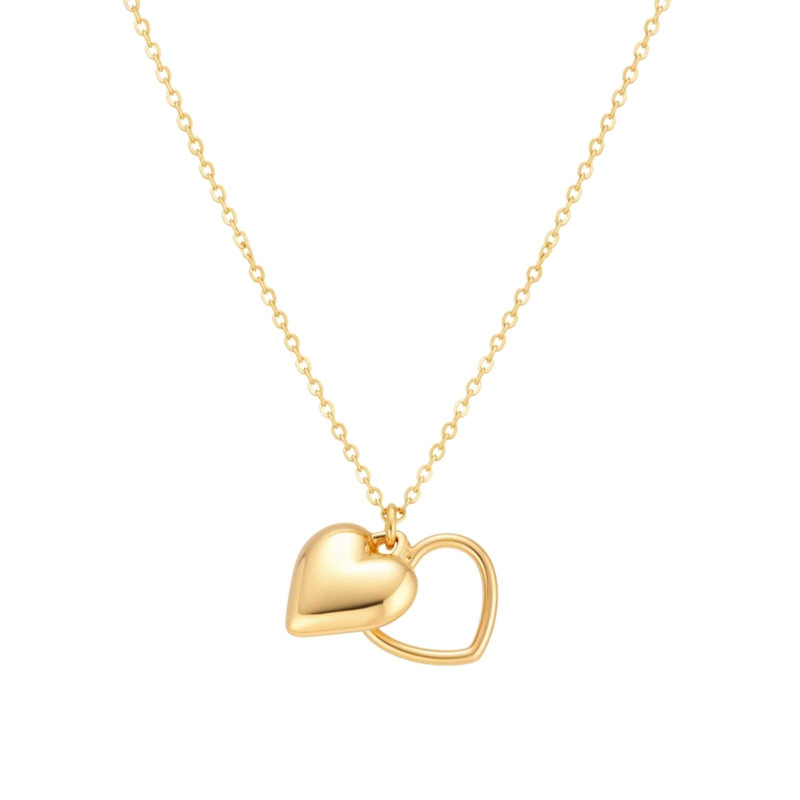 Romantic Double Heart Gold Plated Pendant For Women