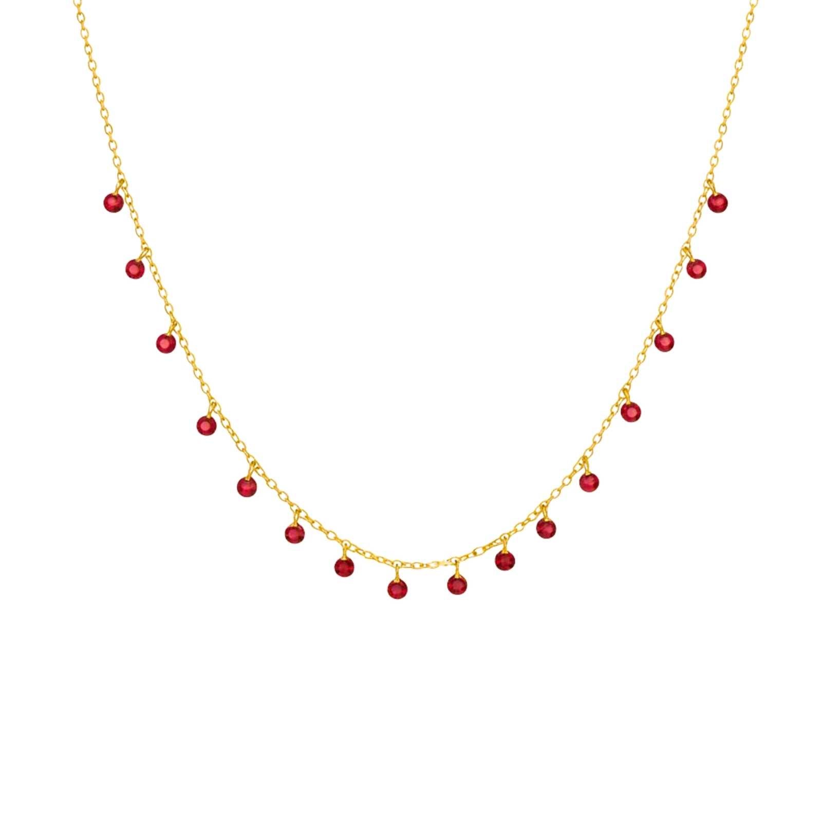 Red Beaded Gold Plated Necklace For Women