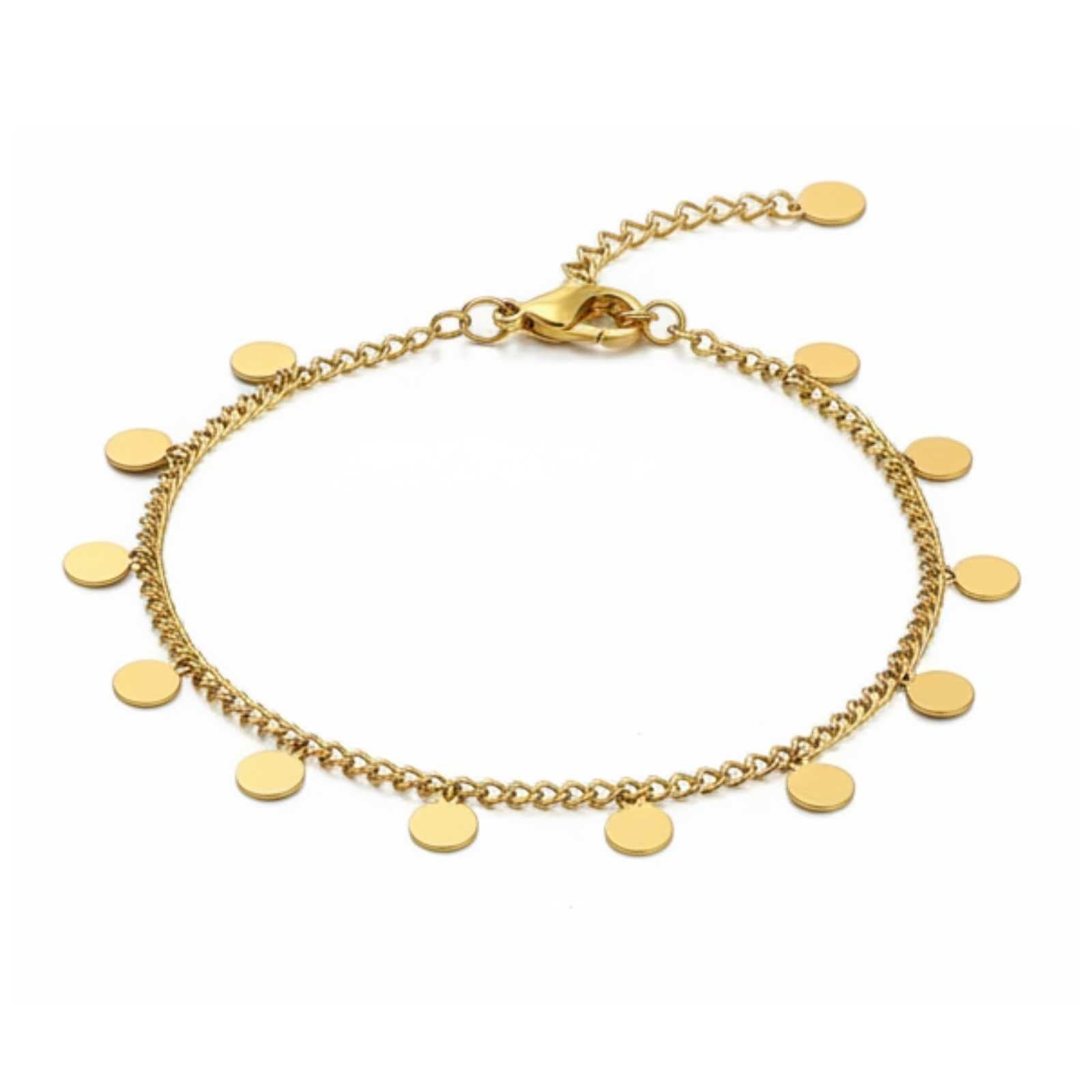 Round Disc Gold Plated Bracelet For Women