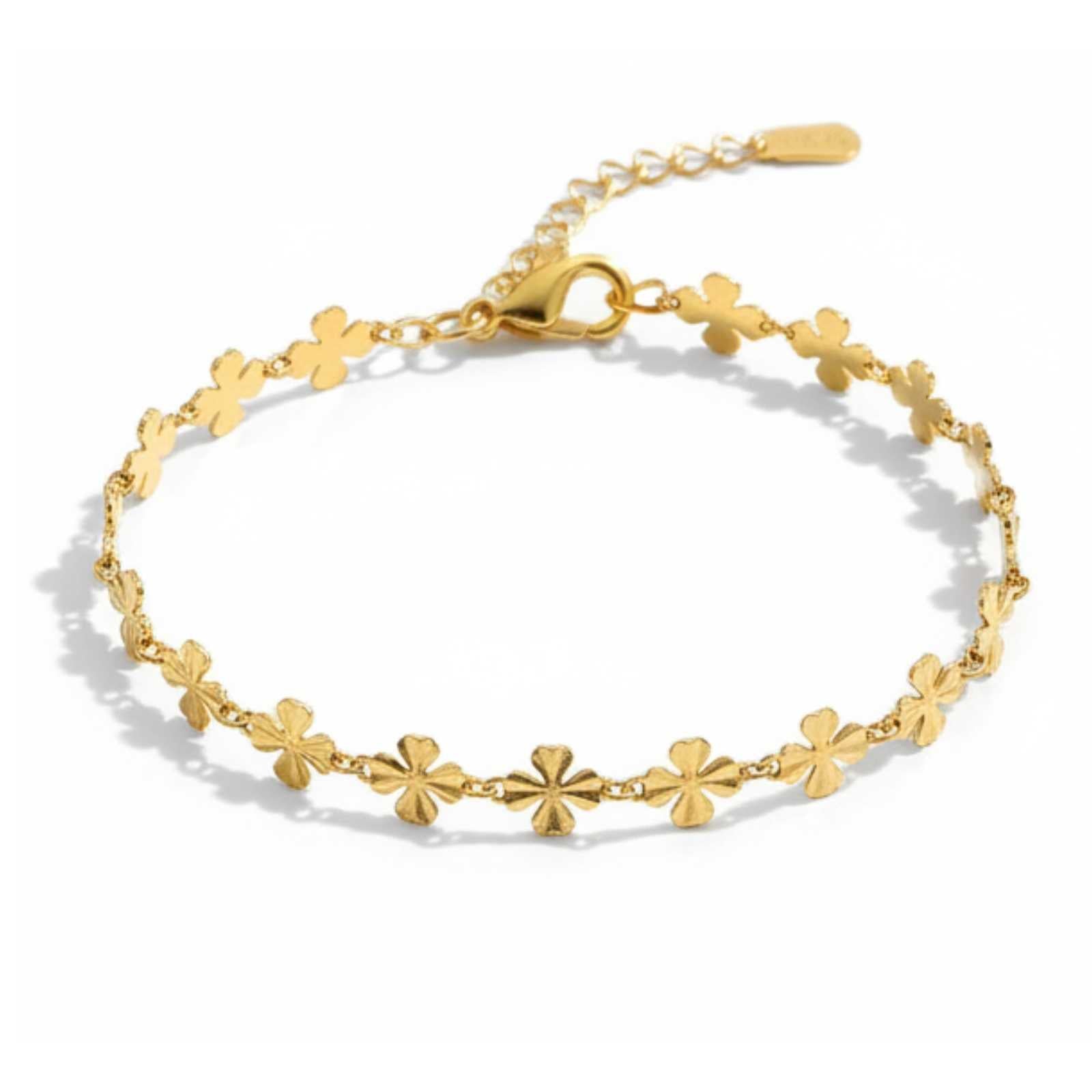 Simple Elegant Four Leaf Clover Gold Plated Bracelet