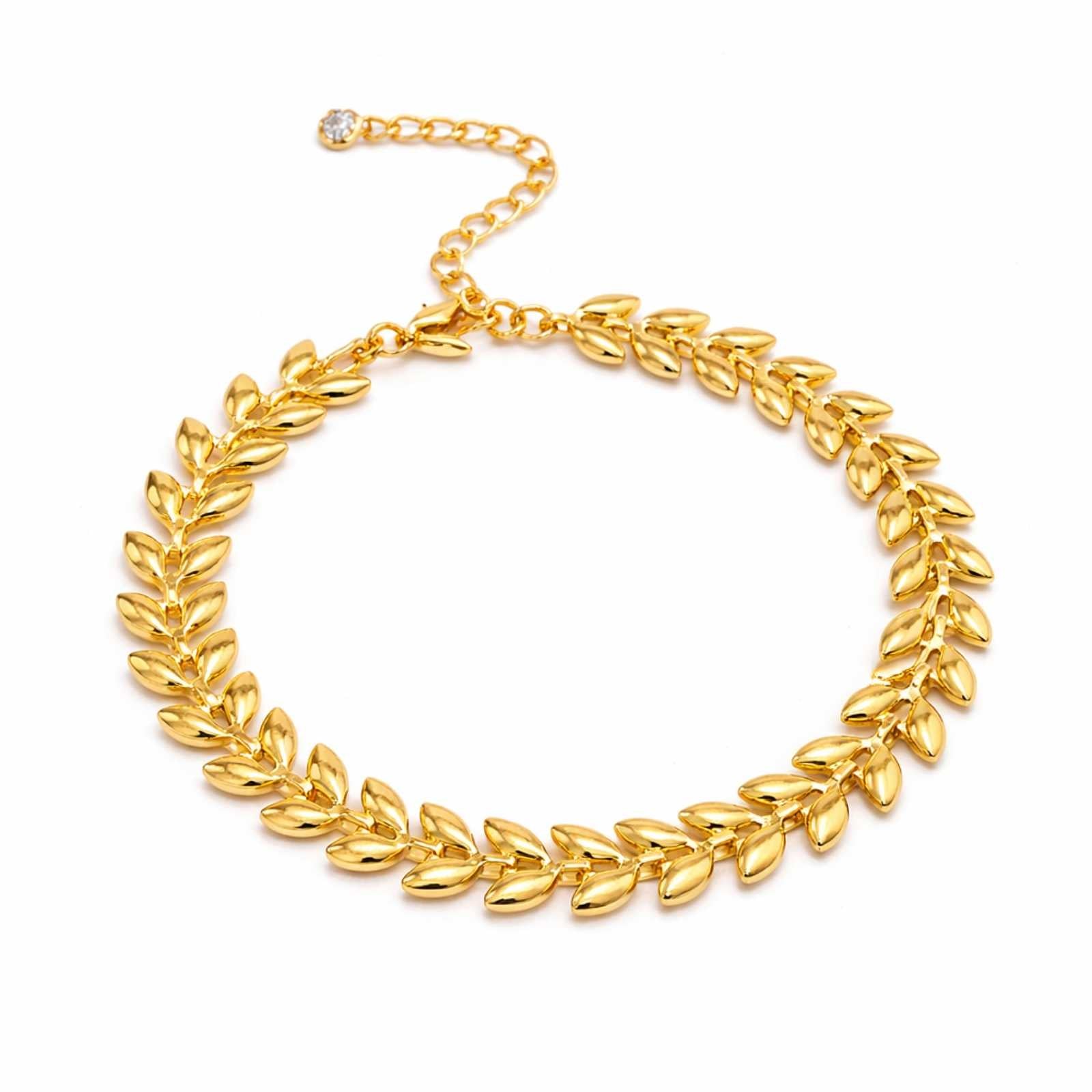 Wheat Ear Design Gold Plated Bracelet For Women