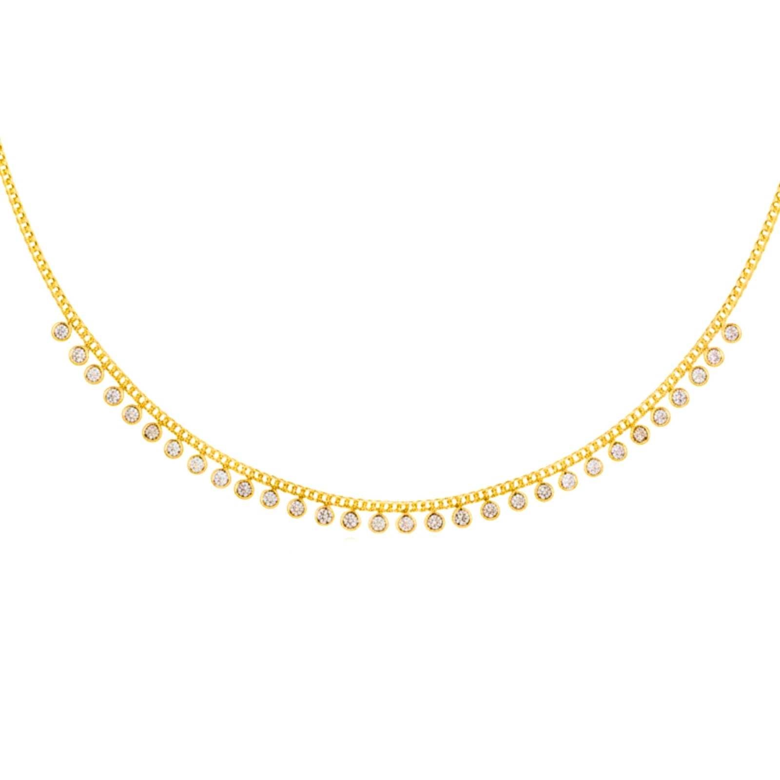 White Zircon Stones Gold Plated Necklace For Women