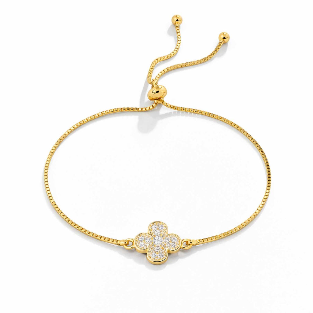 Four Leaf Clover Gold Plated Bracelet For Women