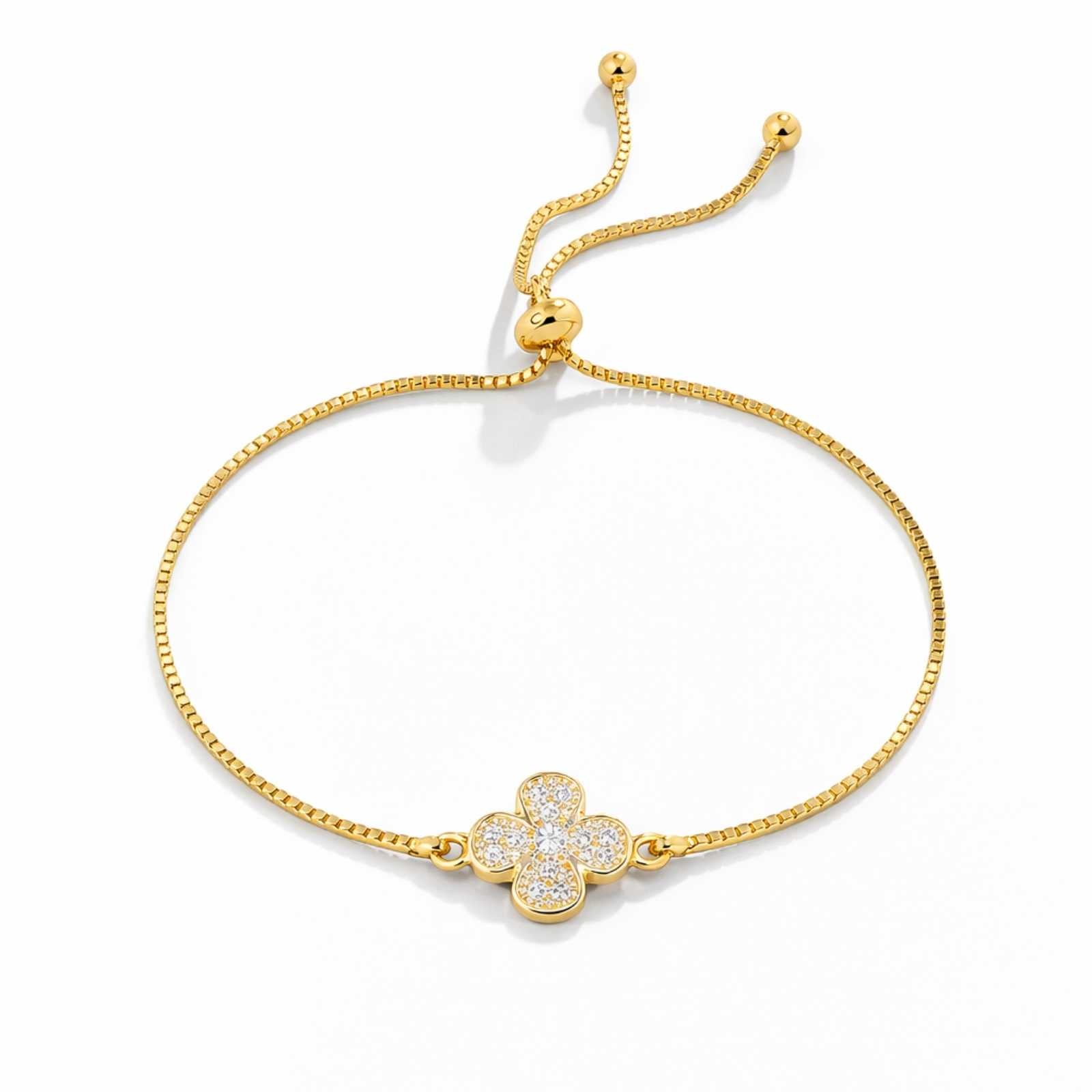 Four Leaf Clover Gold Plated Bracelet For Women