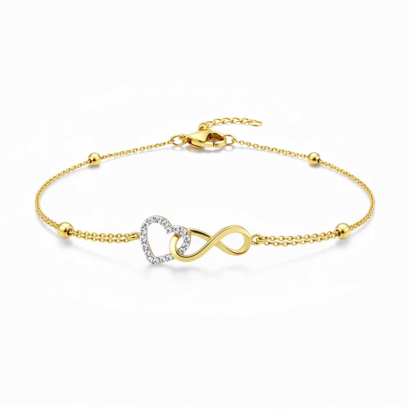 Infinity Heart Gold Plated Bracelet For Women