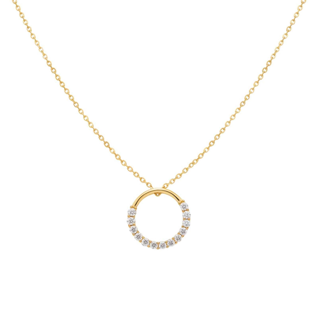 Round Zircon Gold Plated Pendant For Women