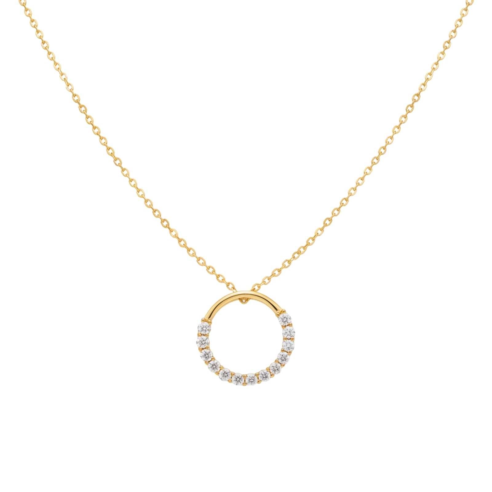 Round Zircon Gold Plated Pendant For Women