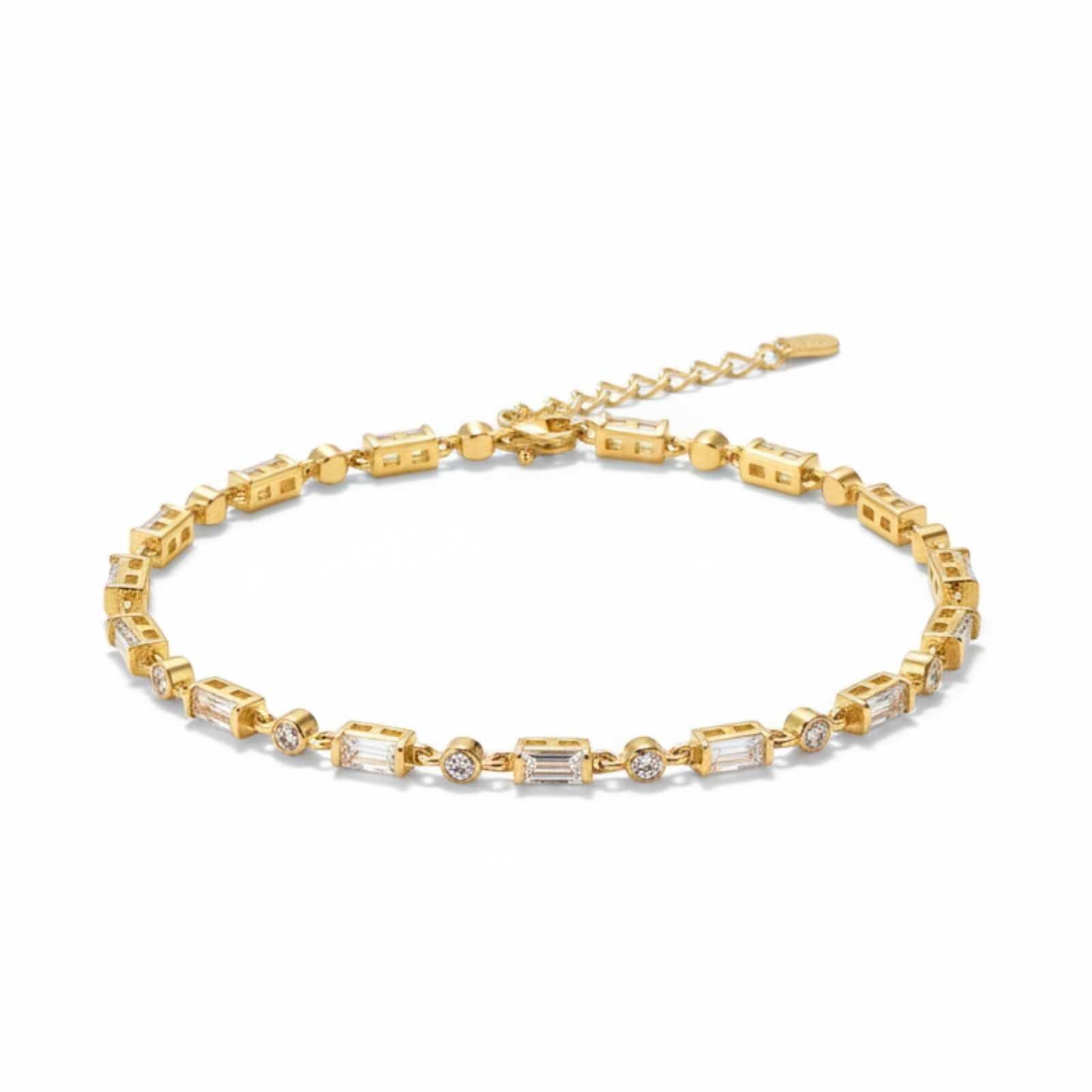 Baguette Stone Gold Plated Bracelet For Women