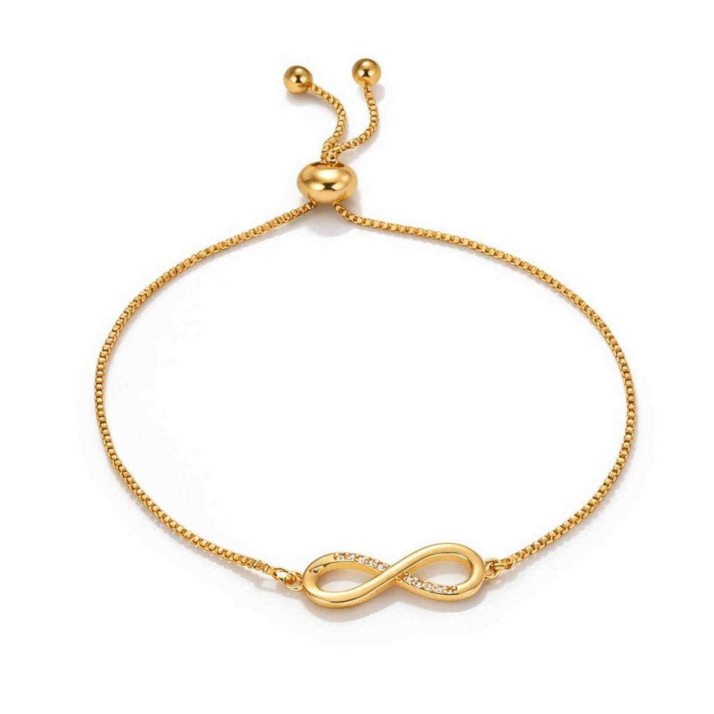 Infinity Charm Gold Plated Adjustable Bracelet For Women