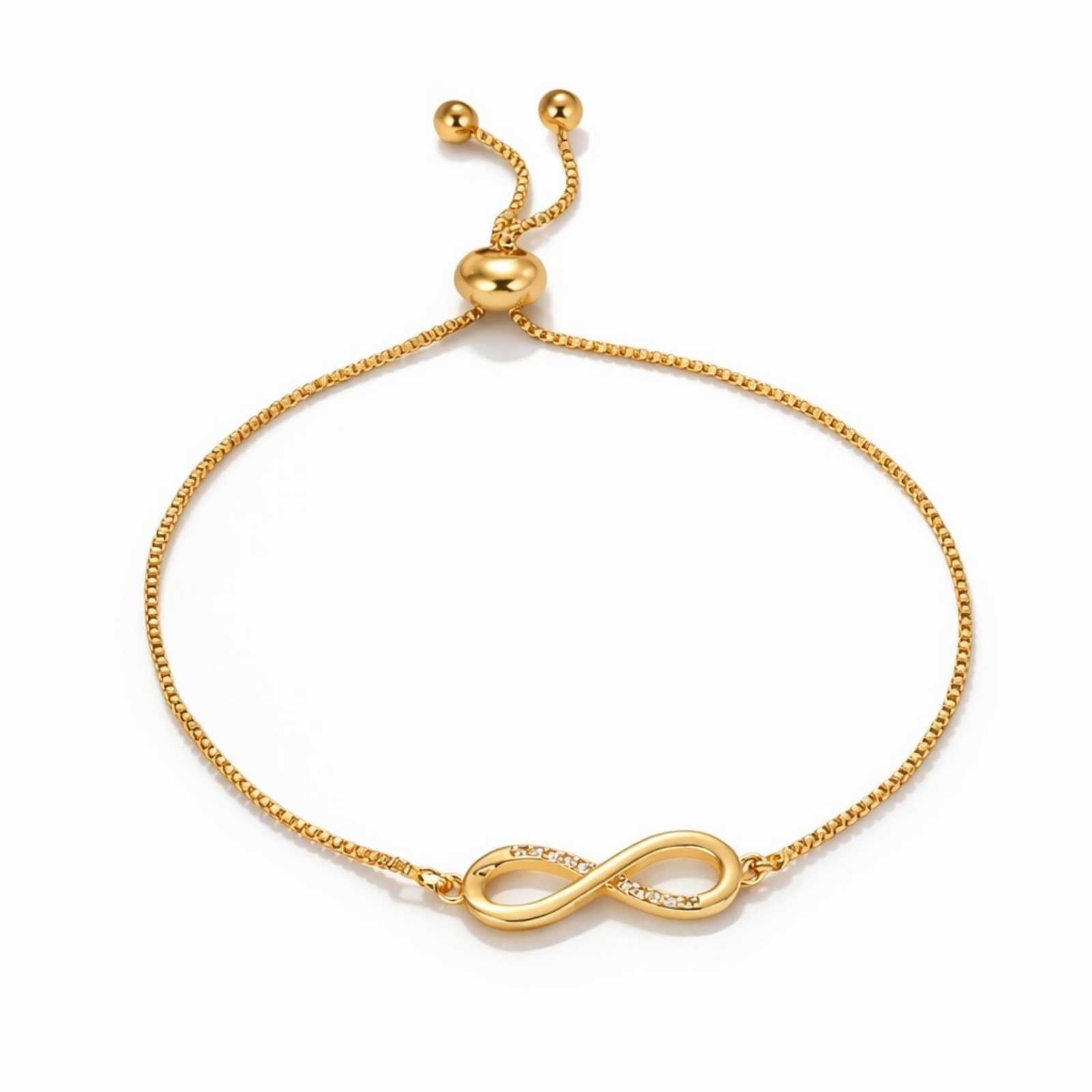 Infinity Charm Gold Plated Adjustable Bracelet For Women