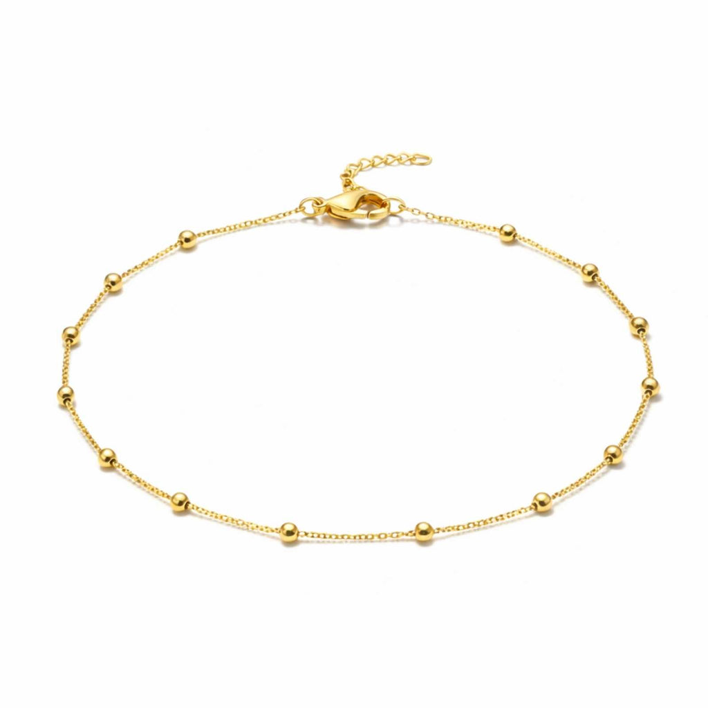 Minimal Gold Plated Beaded Chain Bracelet For Women