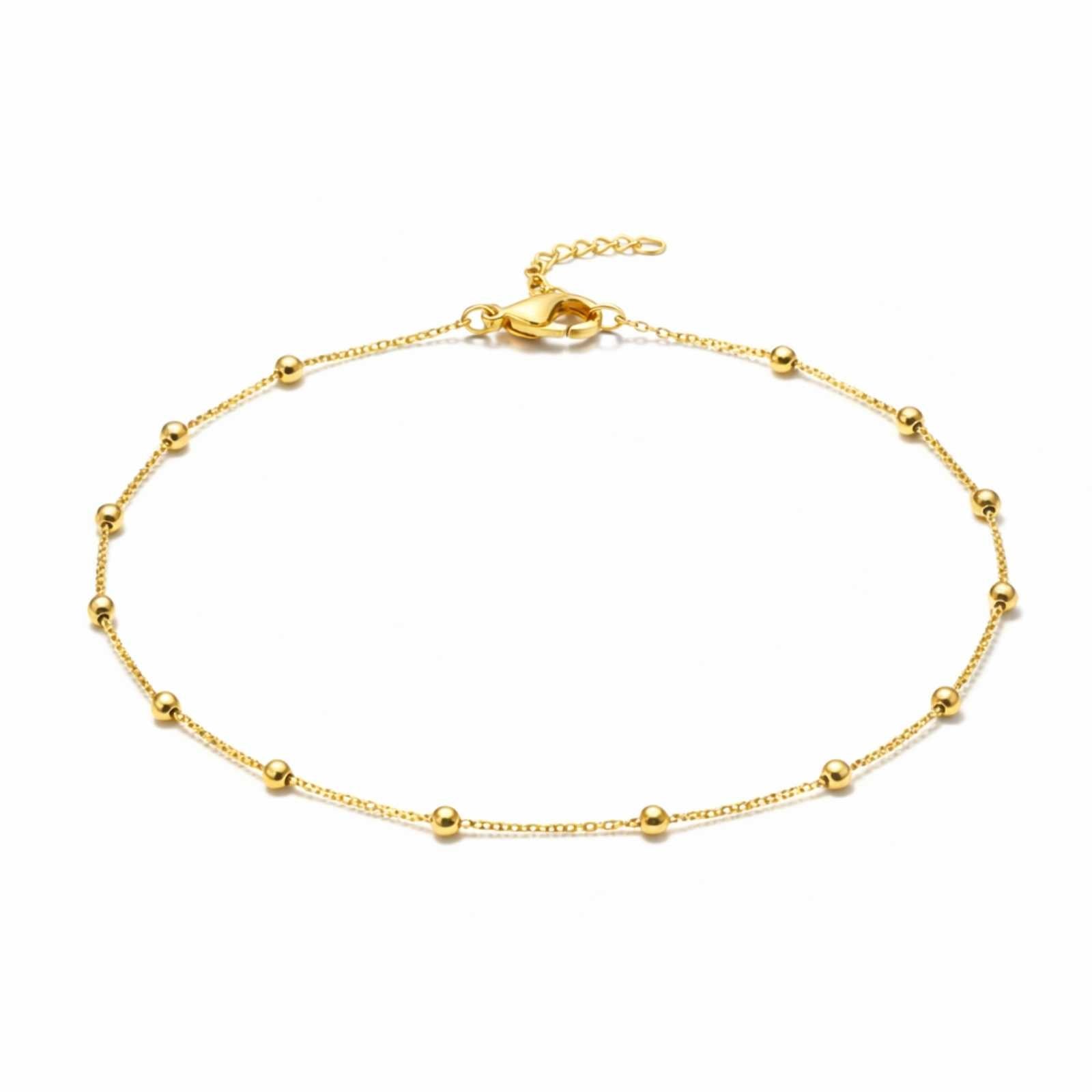 Minimal Gold Plated Beaded Chain Bracelet For Women