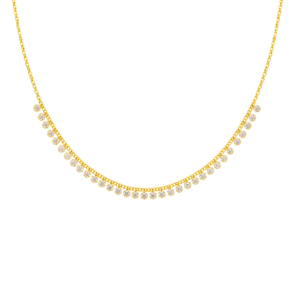 Round Zircon Stone Gold Plated Necklace